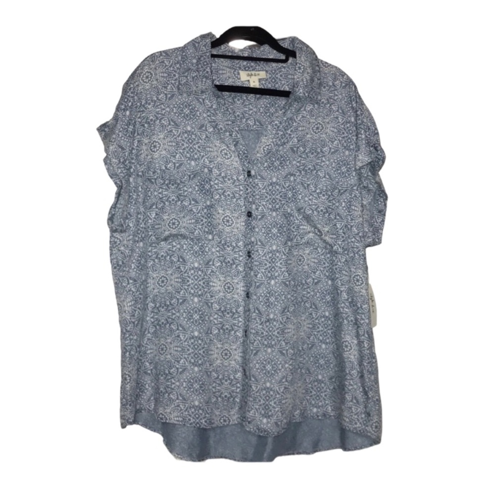 NWT Style & Co. Light Blue/White Button Down Top - Size XL